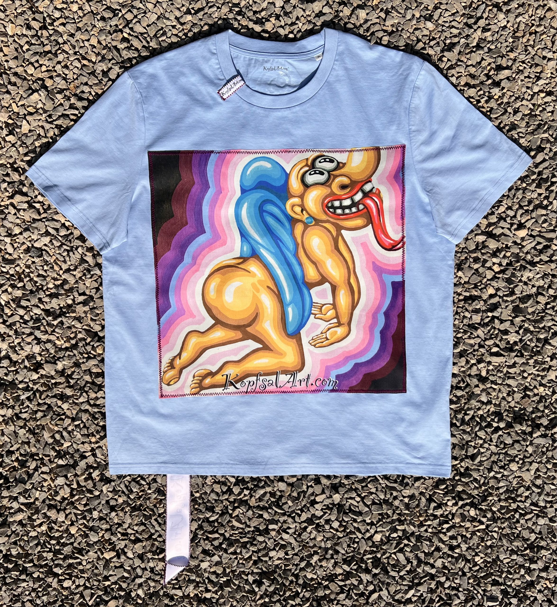 Angel - aus der Serie - 20x20 Art Nr_1_ Malplatte_Angel Ein Thermotransferdruck auf Jersey/Sport-Jersey/Banner-Gewebe (PES) gedruckt. Diese Veredelung ist auf ein 100% Baumwollshirt von Stanley/Stella genäht. (Dieser Druck ist auf verschiedenen Modellen in verschiedenen Farben erhältlich.) Einzigartig, handgemacht und mit Herz gestaltet, somit ist jedes fertiggestellte Produkt kein Mainstream, kein Massenprodukt, sondern ein Unikat mit Charakter.